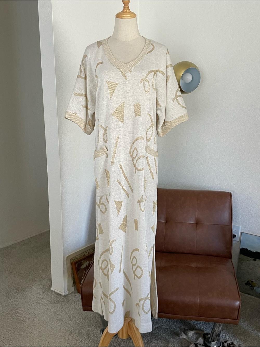 Vintage 1960s Lucie Ann Beverly Hills Metallic Shirt Dress